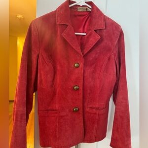 Red leather blazer